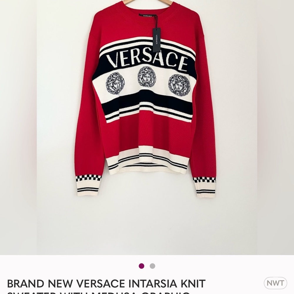 Versace Red and Black Knit Sweater